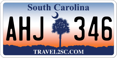 SC license plate AHJ346