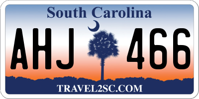 SC license plate AHJ466