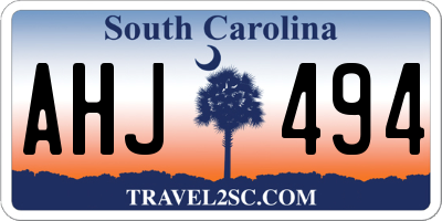 SC license plate AHJ494