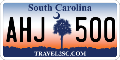 SC license plate AHJ500
