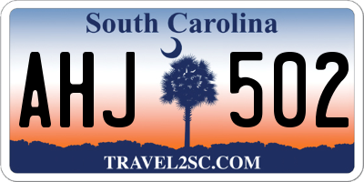 SC license plate AHJ502