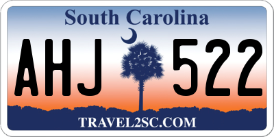 SC license plate AHJ522