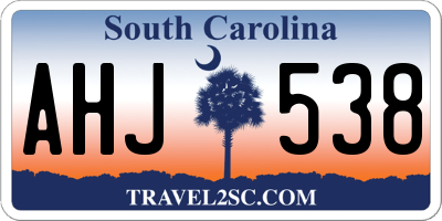 SC license plate AHJ538