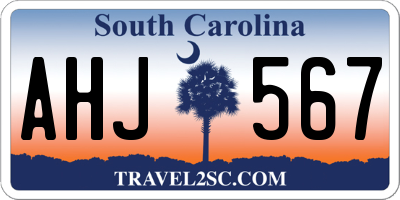 SC license plate AHJ567