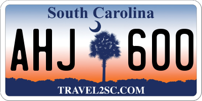 SC license plate AHJ600