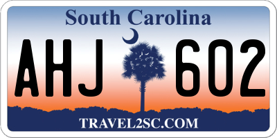SC license plate AHJ602