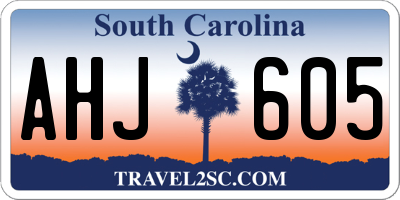 SC license plate AHJ605