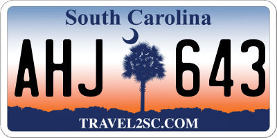 SC license plate AHJ643