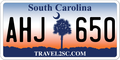 SC license plate AHJ650