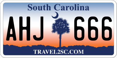 SC license plate AHJ666