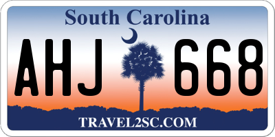 SC license plate AHJ668