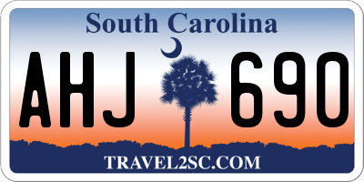 SC license plate AHJ690