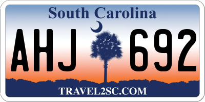 SC license plate AHJ692