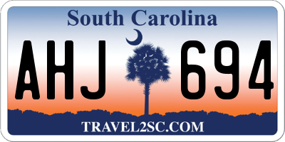 SC license plate AHJ694