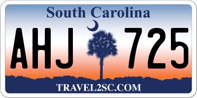 SC license plate AHJ725
