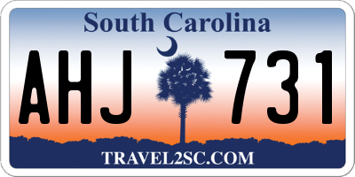 SC license plate AHJ731