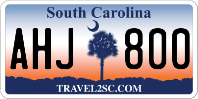SC license plate AHJ800