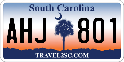 SC license plate AHJ801