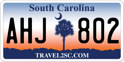 SC license plate AHJ802
