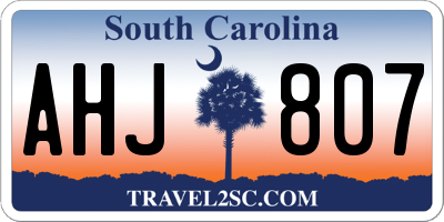 SC license plate AHJ807