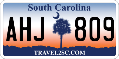 SC license plate AHJ809