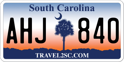 SC license plate AHJ840