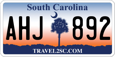 SC license plate AHJ892