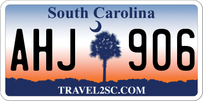 SC license plate AHJ906