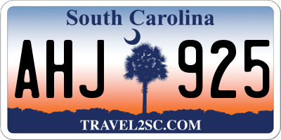 SC license plate AHJ925