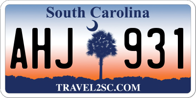 SC license plate AHJ931