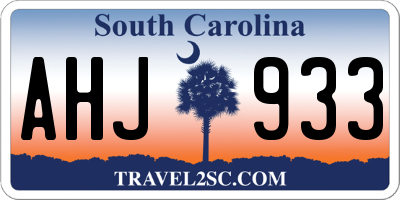 SC license plate AHJ933