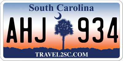 SC license plate AHJ934