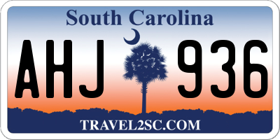 SC license plate AHJ936