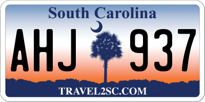 SC license plate AHJ937