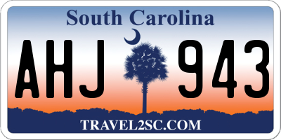 SC license plate AHJ943