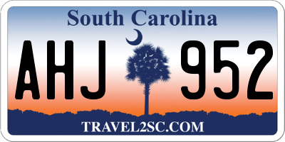 SC license plate AHJ952