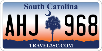 SC license plate AHJ968