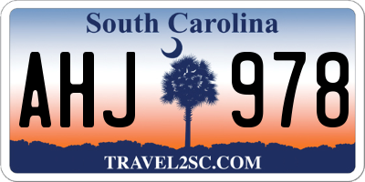 SC license plate AHJ978