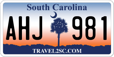 SC license plate AHJ981