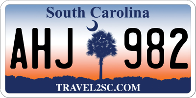 SC license plate AHJ982