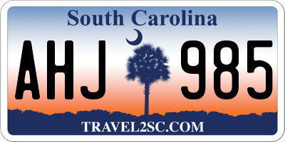 SC license plate AHJ985