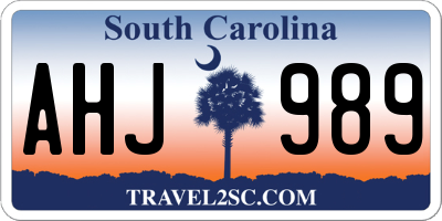 SC license plate AHJ989