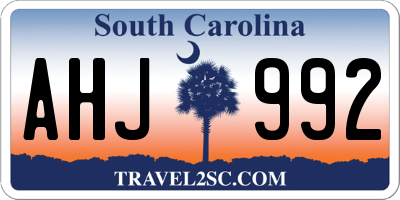 SC license plate AHJ992