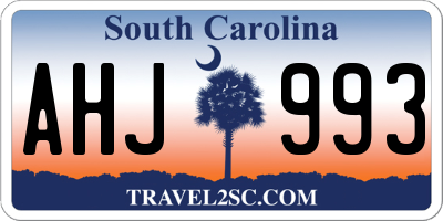 SC license plate AHJ993
