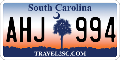 SC license plate AHJ994