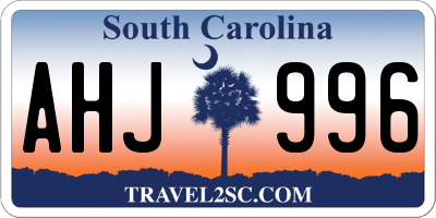 SC license plate AHJ996