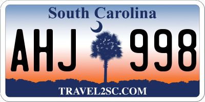 SC license plate AHJ998