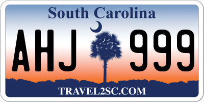 SC license plate AHJ999