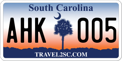 SC license plate AHK005