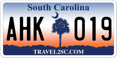 SC license plate AHK019